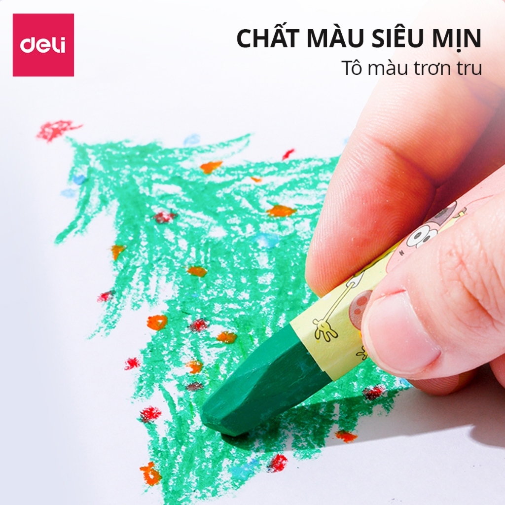 Bút Sáp Màu Dầu Deli 6961 – Bọt Biển Dễ Thương, Màu Tươi Sáng, An Toàn Cho Bé