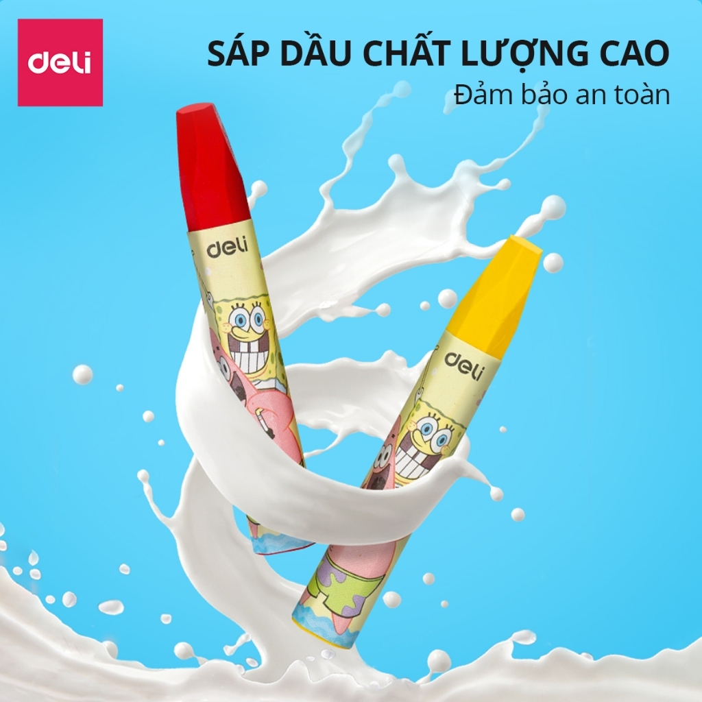 Bút Sáp Màu Dầu Deli 6961 – Bọt Biển Dễ Thương, Màu Tươi Sáng, An Toàn Cho Bé