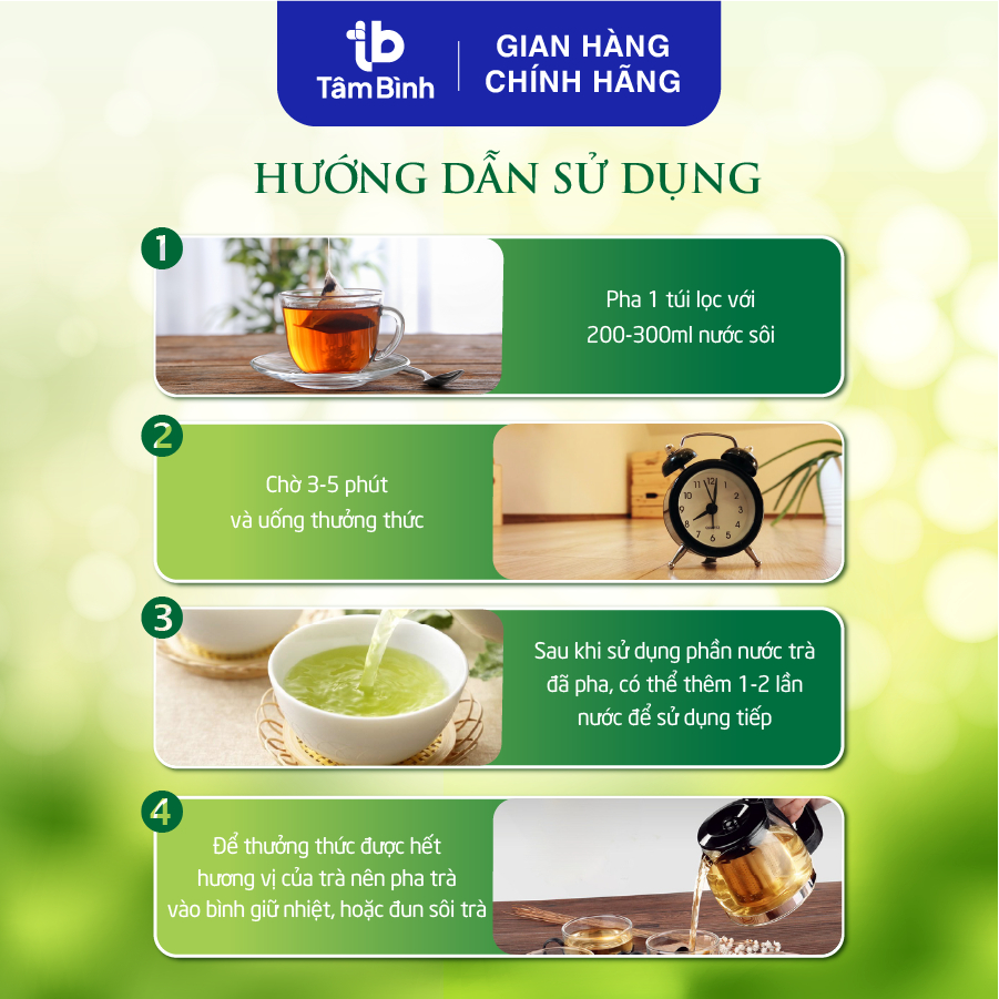 [Trợ giá] Trà mát gan thanh nhiệt Tâm Bình (1 hộp 20 túi lọc) – Thưởng thức vị trà thơm mát, thư thái tự nhiên