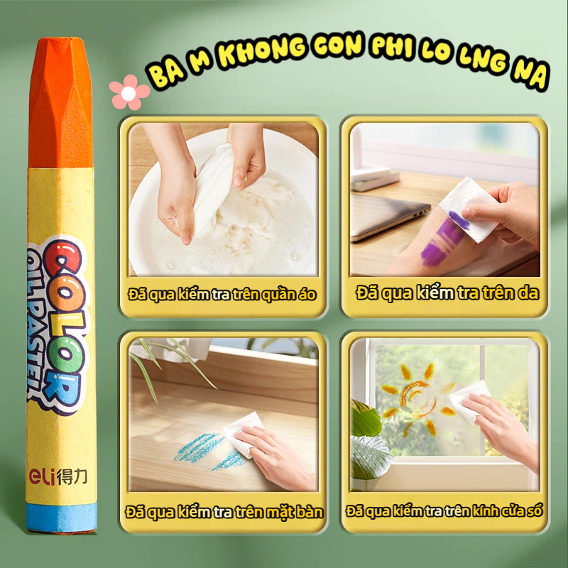 Bút Sáp Màu Dầu Deli 6961 – Bọt Biển Dễ Thương, Màu Tươi Sáng, An Toàn Cho Bé