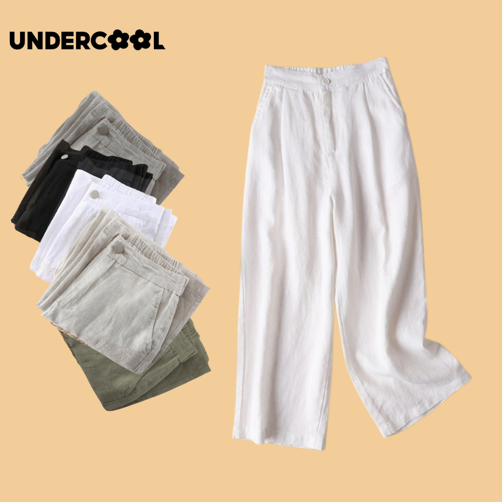 Quần đũi ống rộng dáng dài UNDERCOOL ống suông dáng dài chất đũi trẻ trung năng động - quần 9 tấc, Live QD01
