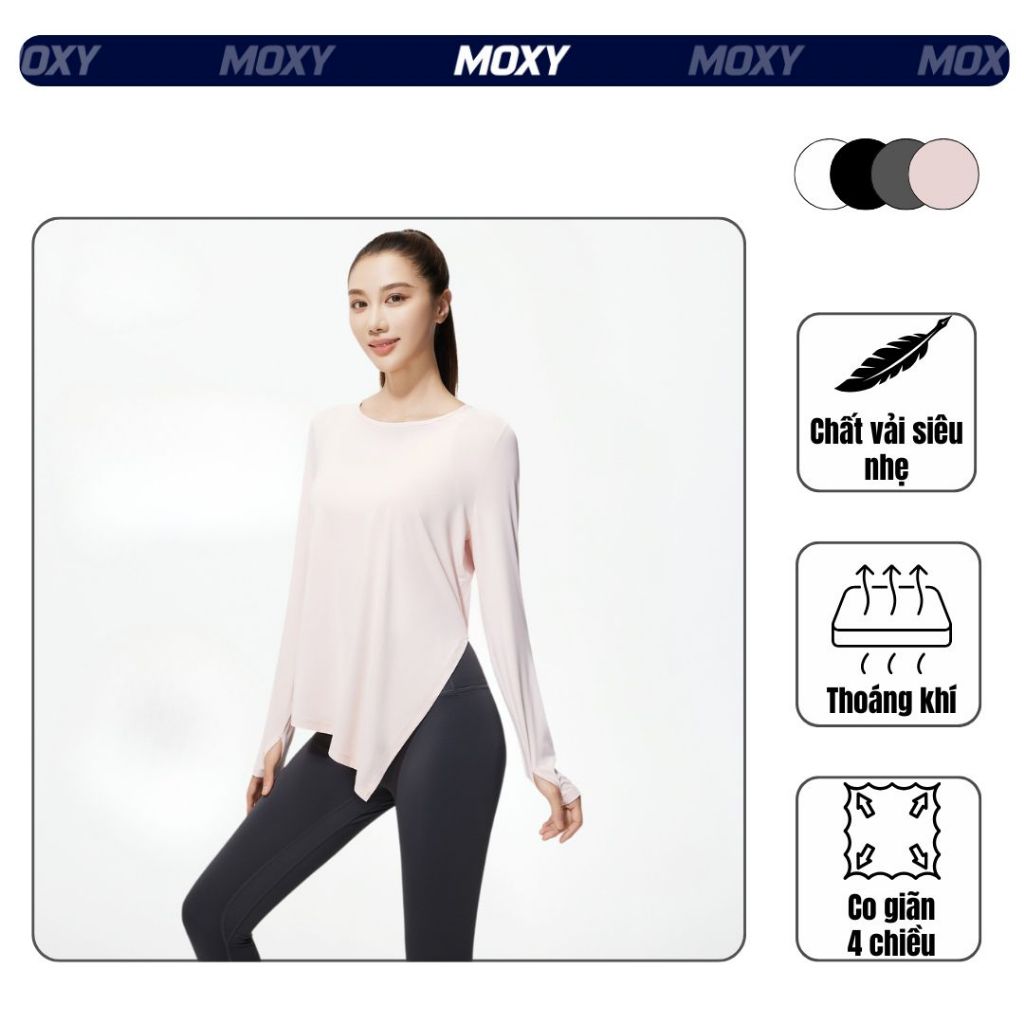 MOXY SPORTSWEAR Áo Tập Yoga Gym Nữ Dài Tay Xẻ Tà – Vải Siêu Nhẹ, Co Giãn 4 Chiều, Thoáng Mát, Phù Hợp Tập Luyện | BigBuy360 - bigbuy360.vn