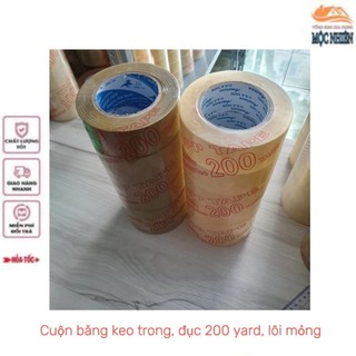 Combo 3 Cuộn băng keo trong, đục rộng 4,8cm 200yard, lõi mỏng - siêu dính, siêu dai