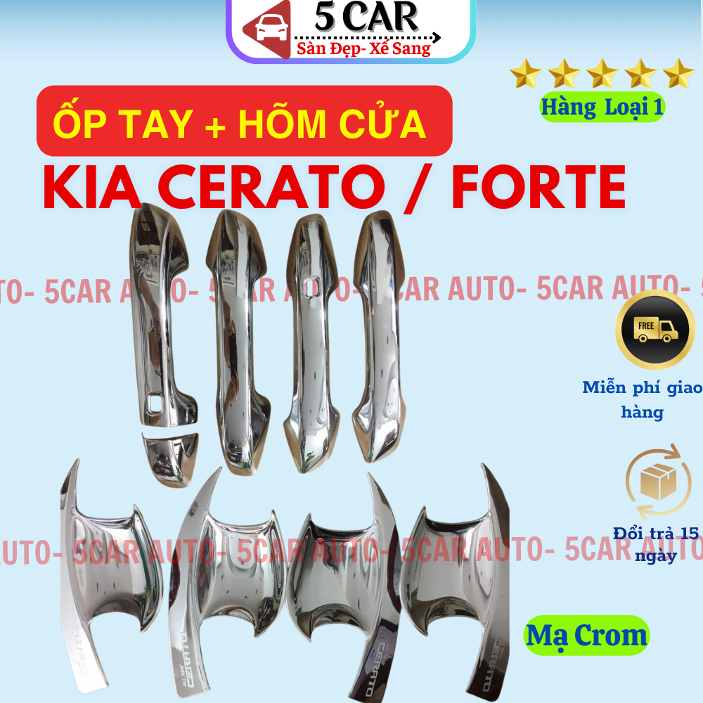 Bộ ốp hõm cửa + tay cửa mạ crom xe KIA CERATO / FORTE 2008-2013- Hàng cao cấp