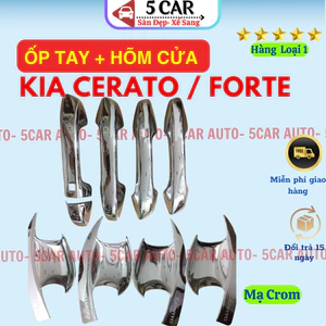 Bộ ốp hõm cửa + tay cửa mạ crom xe KIA CERATO / FORTE 2008-2013- Hàng cao cấp