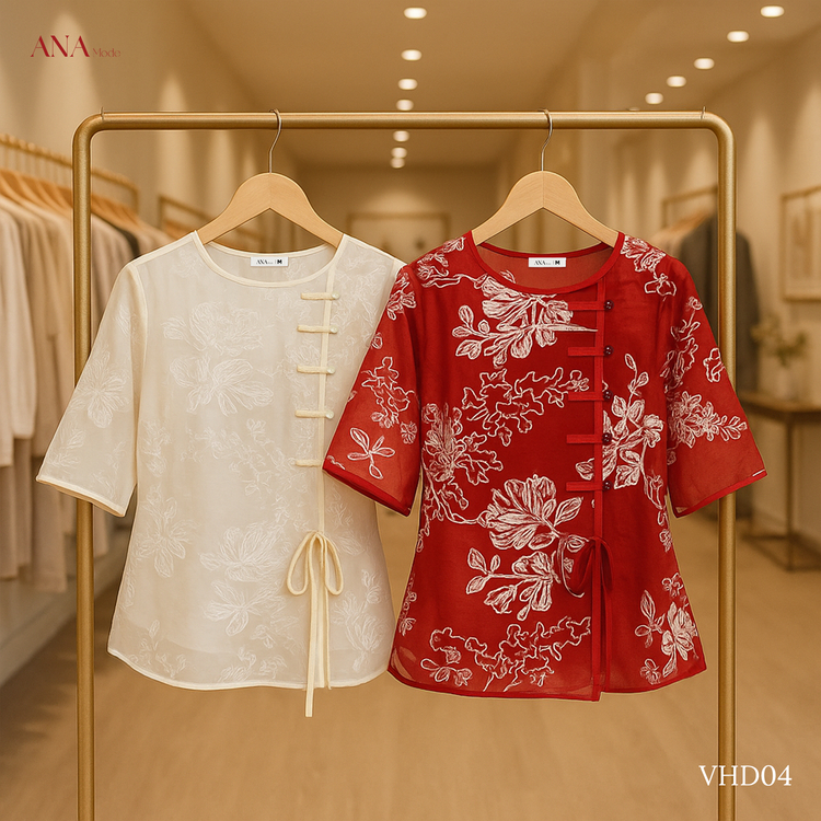 Áo Kiểu Truyền Thống Trung Niên ANA Mode Chất Liệu Tơ Cao Cấp Đi Chơi Quà Tặng Mẹ AK25VHD04