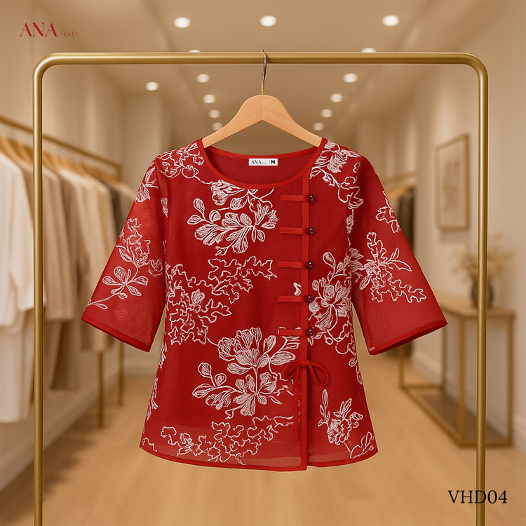 Áo Kiểu Truyền Thống Trung Niên ANA Mode Chất Liệu Tơ Cao Cấp Đi Chơi Quà Tặng Mẹ AK25VHD04