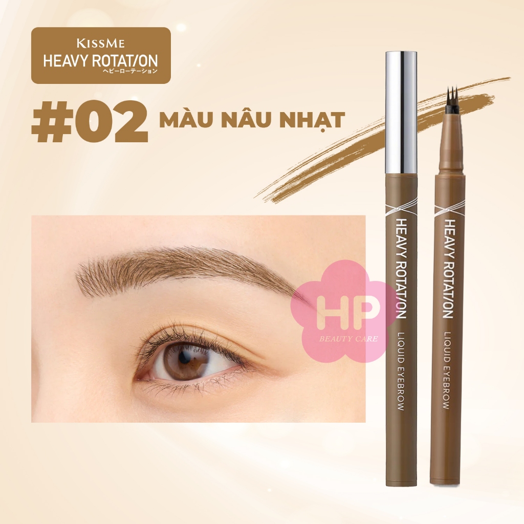 Bút Nước Kẻ Lông Mày Dạng Phẩy Sợi Kissme Heavy Rotation Fake Liquid EyeBrow Màu Nâu Nhạt 02 (0,4mL)