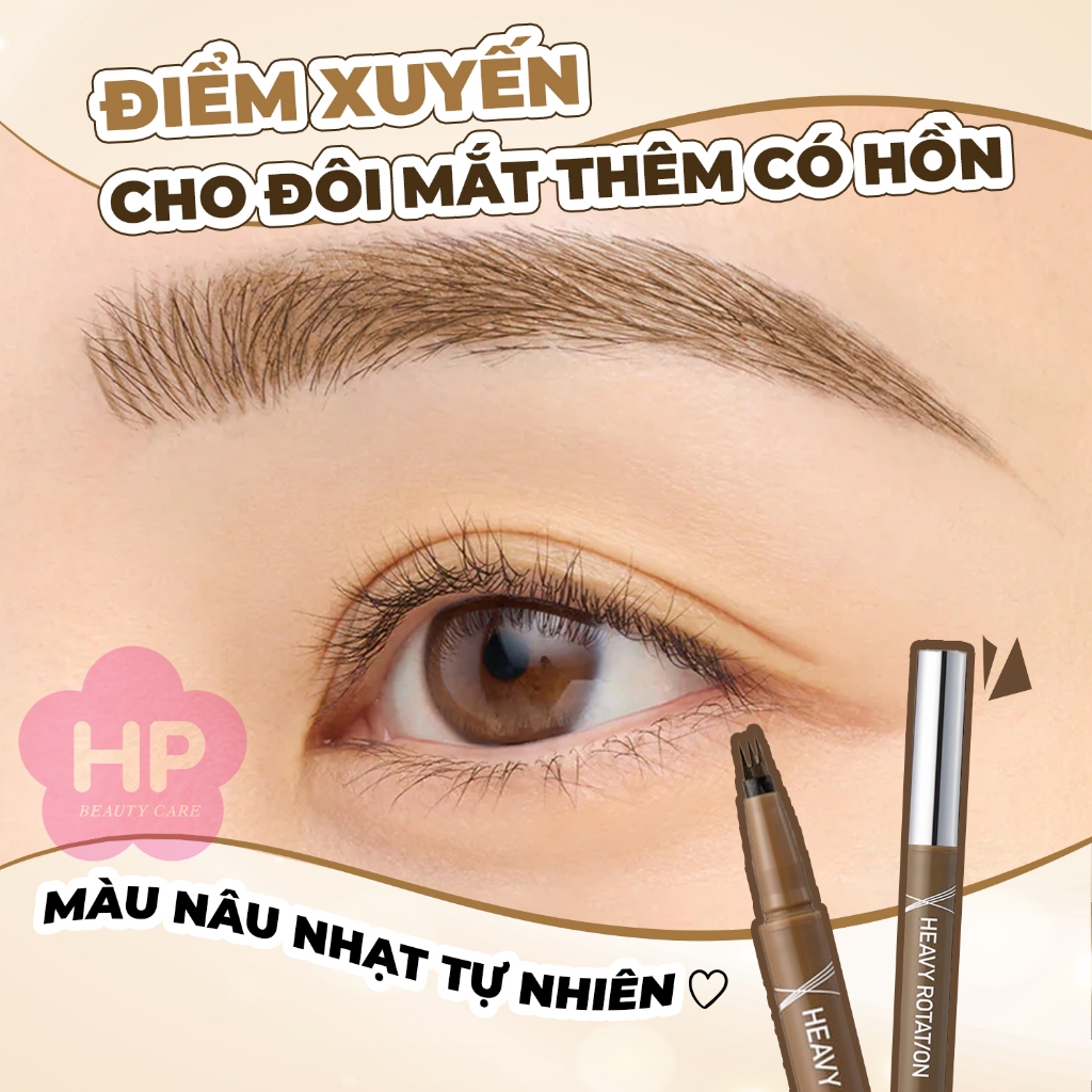 Bút Nước Kẻ Lông Mày Dạng Phẩy Sợi Kissme Heavy Rotation Fake Liquid EyeBrow Màu Nâu Nhạt 02 (0,4mL)