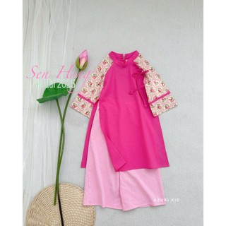Set áo dài và quần Xuân hoa AZB604 cho bé gái diện Tết, Lễ -ZUN Kids
