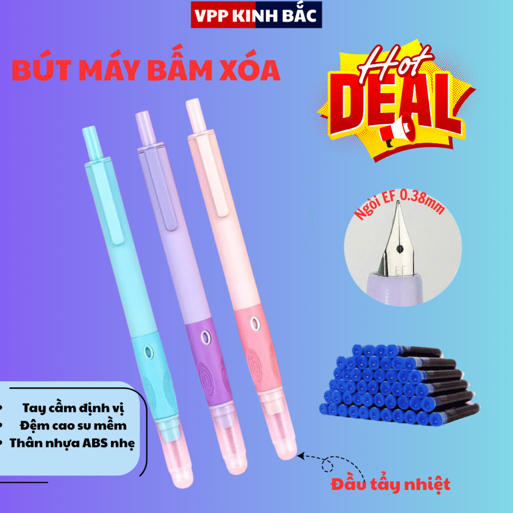 Bút Máy Xóa Học Sinh F39 -Thiết Kế Nhẹ, Dễ Cầm, Viết Đẹp Nét Nhỏ 0.38mm, Dùng Được Mực Ống & Mực Lọ.