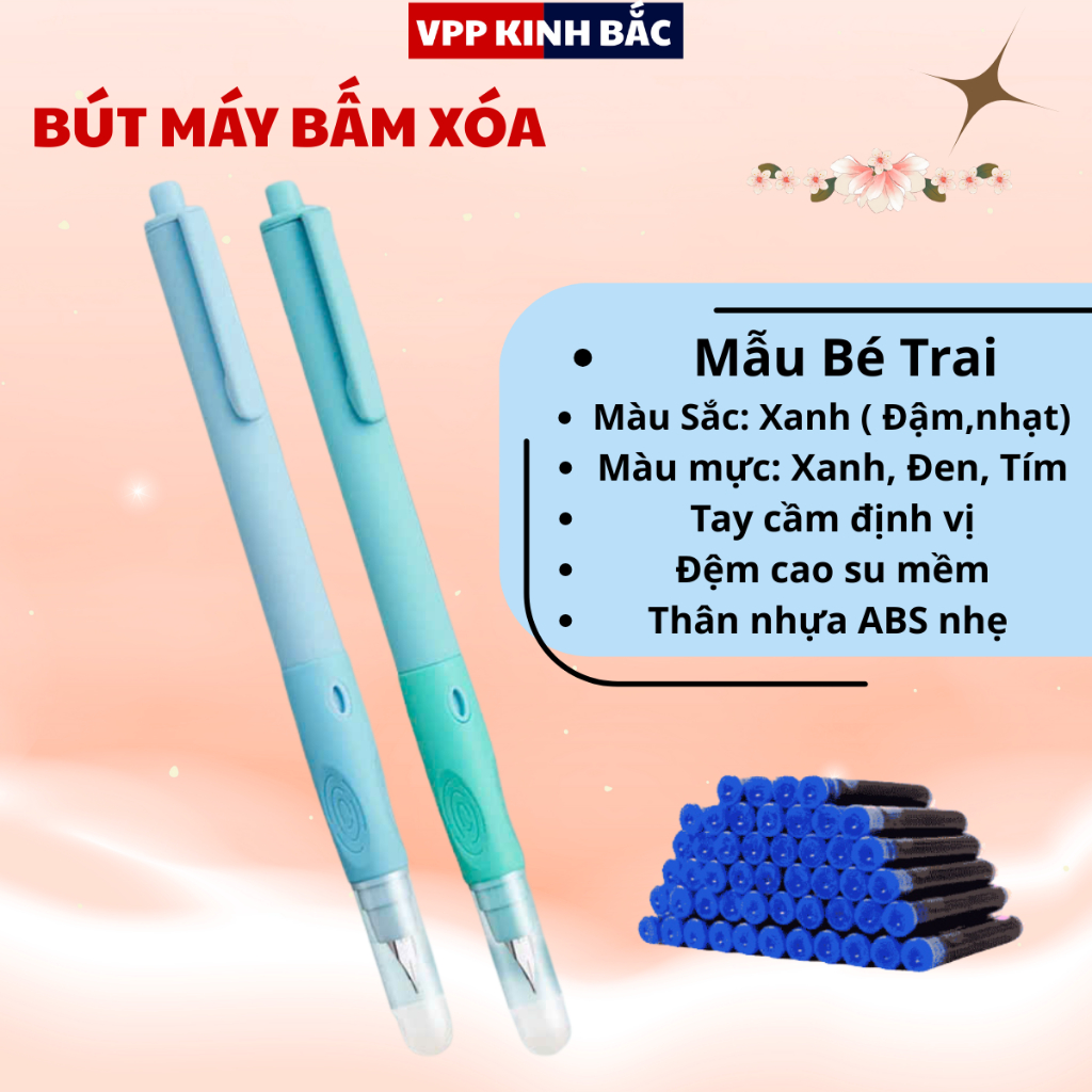 (Hot) Sỉ 180k/10 Bút Máy Bấm Mực Xóa F39 Dùng Cho Học Sinh - Viết Êm Trơn, Mực Ra Đều, Xóa Sạch Sẽ.