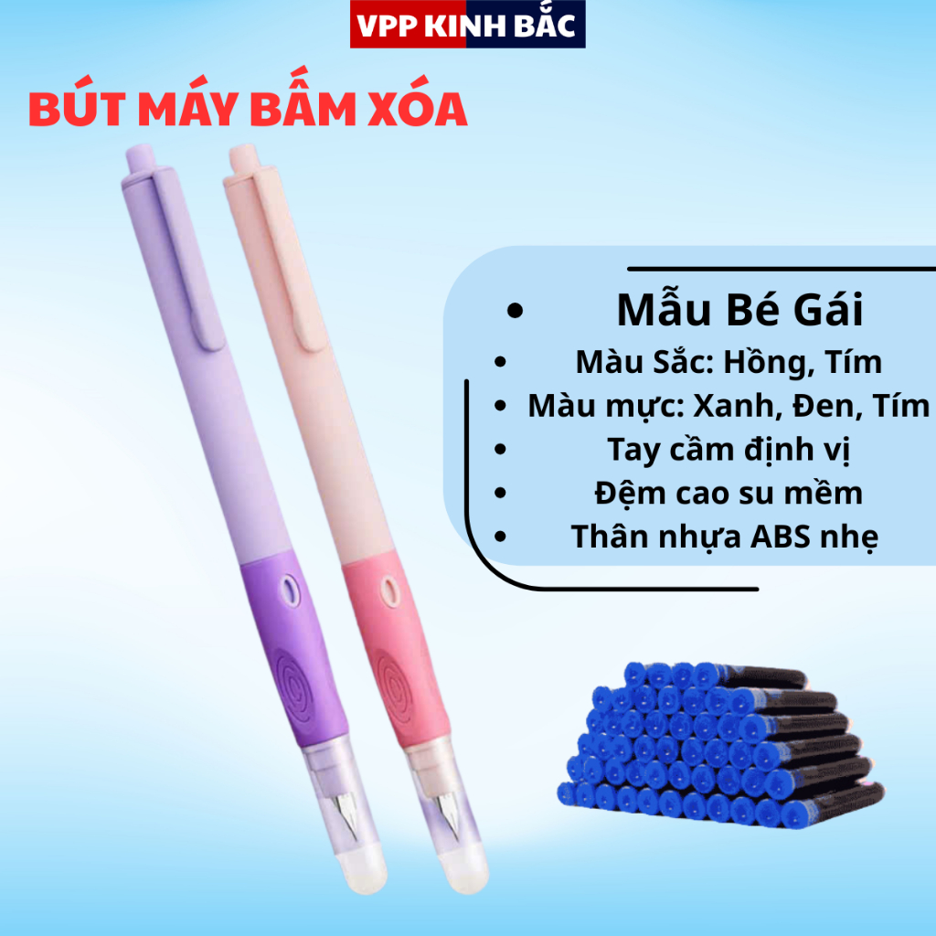 (Hot) Sỉ 180k/10 Bút Máy Bấm Mực Xóa F39 Dùng Cho Học Sinh - Viết Êm Trơn, Mực Ra Đều, Xóa Sạch Sẽ.