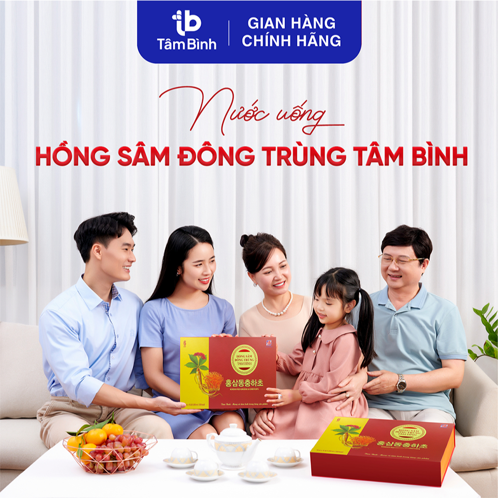 [Combo 3] hộp 5 gói Nước uống Hồng Sâm Đông Trùng Tâm Bình tiện dùng hàng ngày