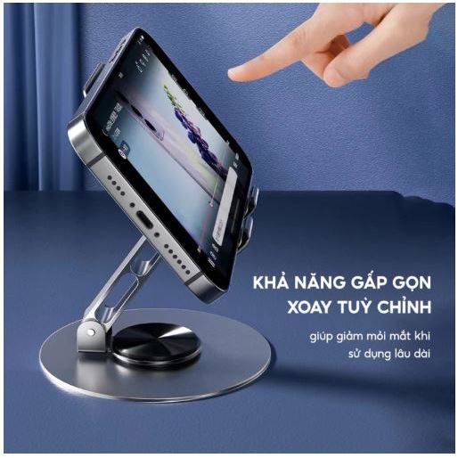 Giá Đỡ Điện Thoại K72, Kim Loại 100% Xoay 360 độ, Gấp Gọn Tiện Dụng