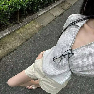 𝗟𝗶𝗮𝗺 - |LY LINEN| - Áo sơ mi sọc Linen  cổ V