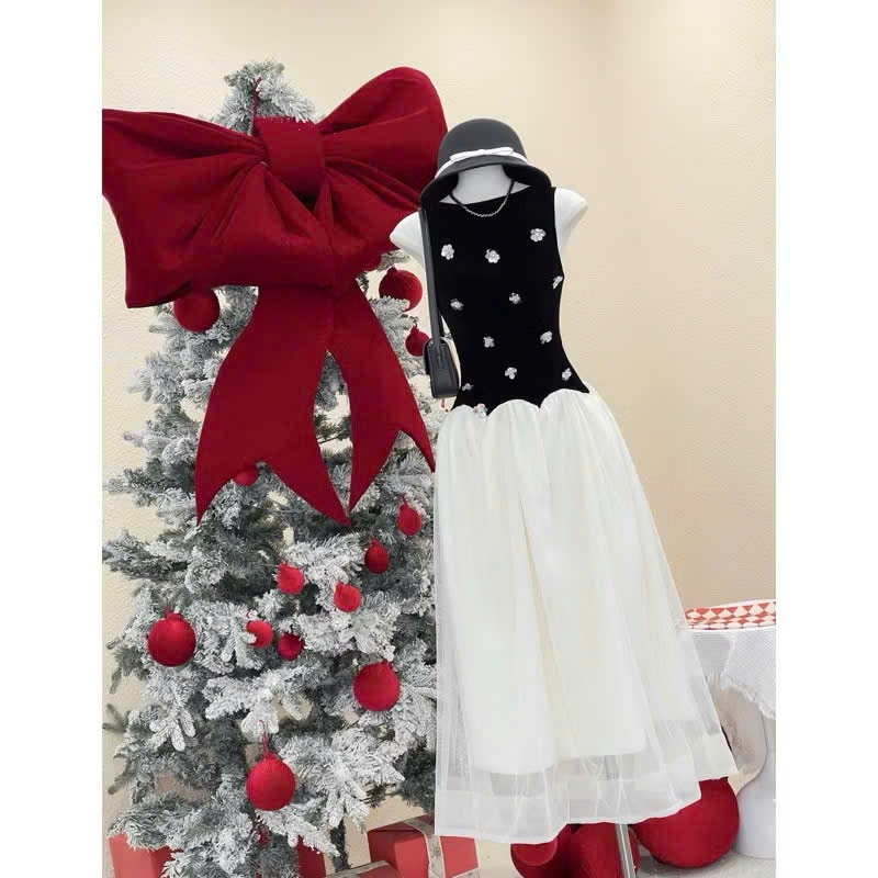 Đầm công chúa bé gái dáng xòe thân nhung thêm hạt kim sa lắp lánh bé đi chơi noel lễ tết, cho bé gái và mẹ từ 13-56kg