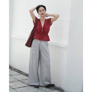 𝗦𝘆  - |LY LINEN| - Áo Linen thắt nơ cổ V