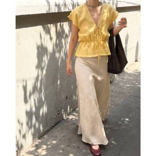 𝗦𝘆  - |LY LINEN| - Áo Linen thắt nơ cổ V