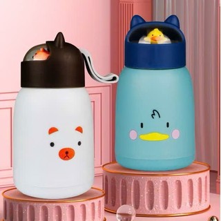 Bình Nắp Thú 360ml Lõi Thủy Tinh An Toàn, Nắp Tai Mèo Cute - CỐC GIỮ NHIỆT PHÙ HỢP MANG ĐI HỌC ĐI LÀM