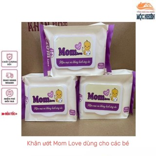 Combo 3 Gói khăn ướt Mom Love dùng cho các bé - An toàn, không mùi, không gây kích ứng da
