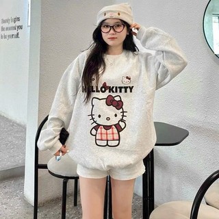 HoodieX - Áo Sweater rộng phong cách Hàn Quốc chất liệu nỉ dày mịn, hàng xin, Hello Kitty, Trendy