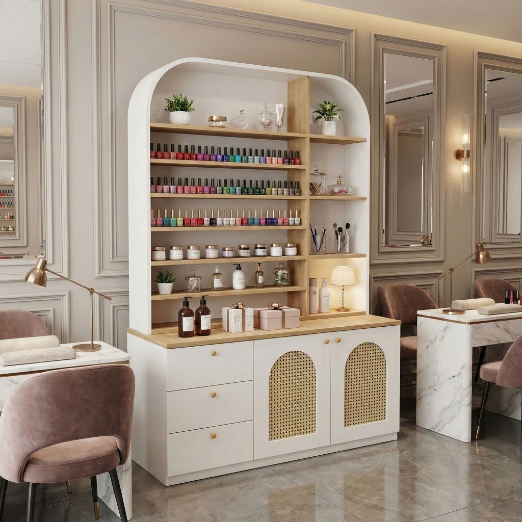 Tủ nail giá rẻ bằng gỗ tiện lợi kích thước đa dạng