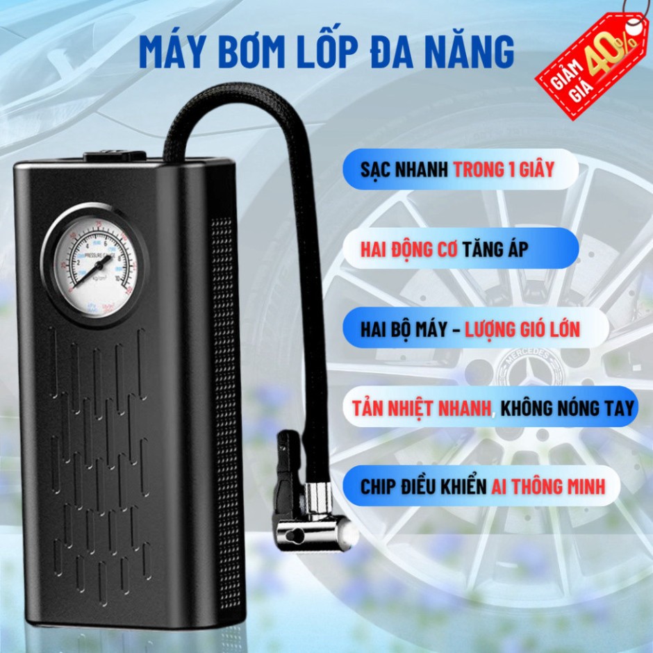 Máy bơm khí cầm tay không dây sạc USB tự ngắt, lý tưởng cho lốp xe đạp, xe máy, ô tô, bóng và đo áp suất