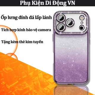 Ốp lưng iPhone đính đá pha lê lấp lánh sang trọng, bảo vệ camera cho iPhone 17 16 15 14 13 12 Pro Max 17 Air