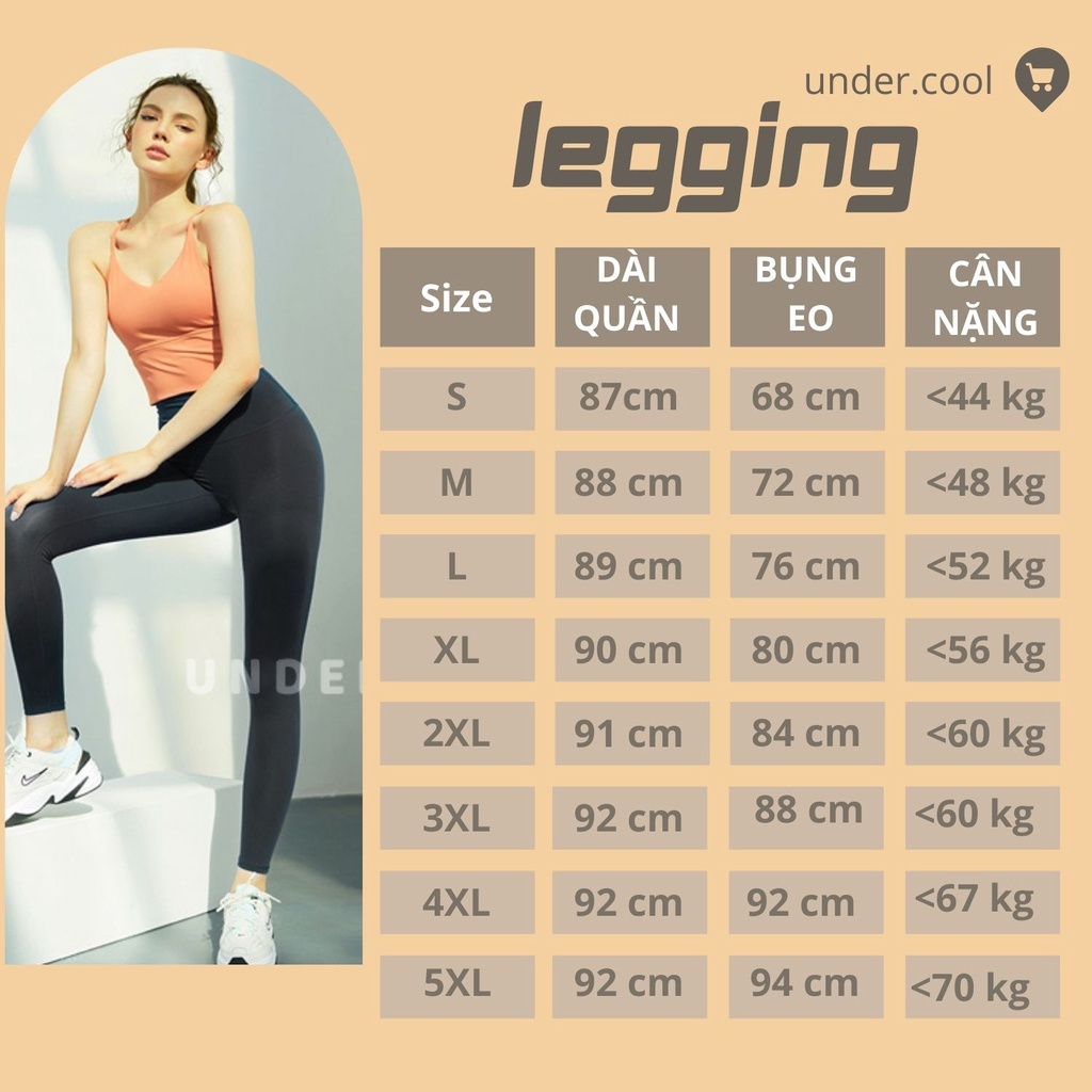 Quần legging nữ UNDERCOOL dài nâng mông lưng cạp cao giữ nhiệt legging thun ôm bó vải dày dặn Tôn Dáng Live QD02