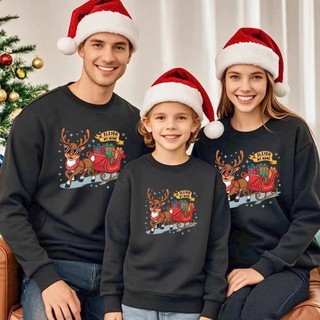 Áo Gia Đình- Áo Sweater Giáng Sinh Dày Dặn Tuần Lộc Đỏ Đô Pét Mịn, fullsize, Thích Hợp Gia Đình 2025