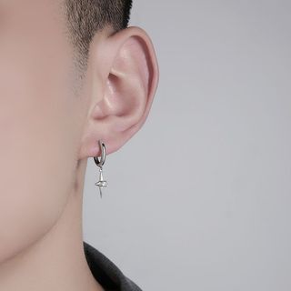 SNUOFO - Khuyên tai hình chữ thập và ngôi sao dành cho nam kiểu dáng vòng thiết kế độc đáo và thời trang với tua rua