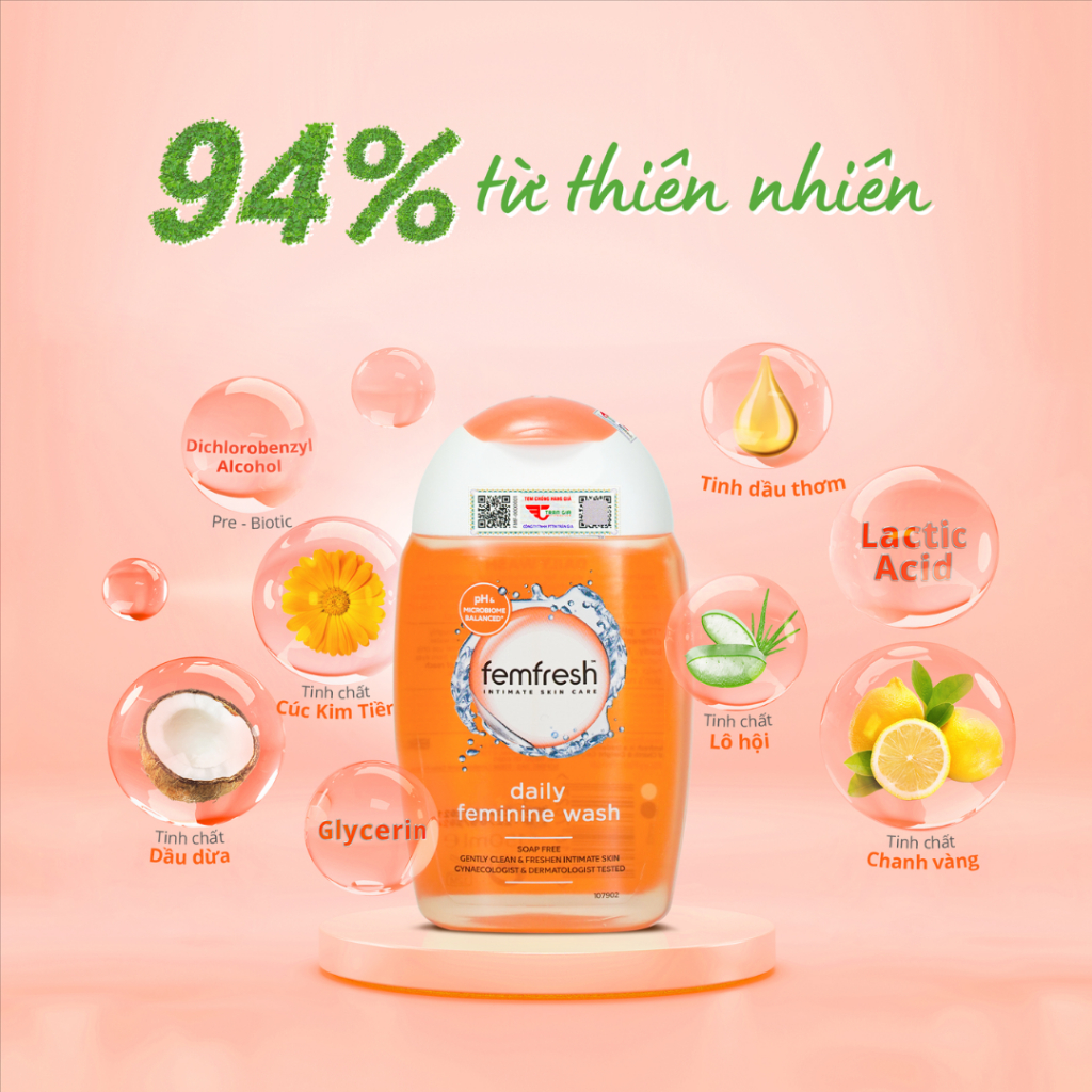 [Chính hãng] Dung Dịch Vệ Sinh Phụ Nữ Femfresh Daily 250ml – Dịu Nhẹ Hàng Ngày, Cân Bằng pH, Khử Mùi