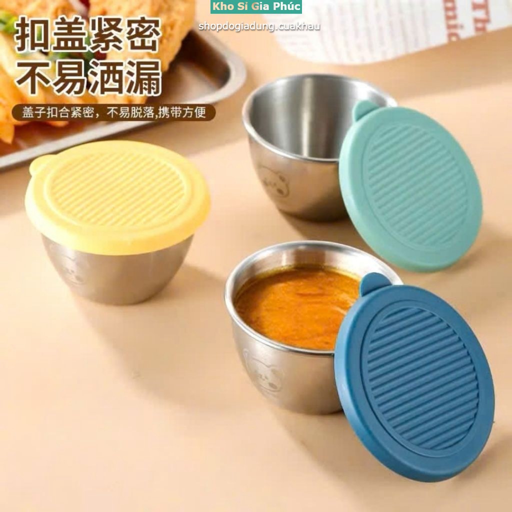 Sét 6 Hộp Đựng Nước Chấm Chống Tràn Inox 304 Không Gỉ 50ml,Chén Đựng Nước Chấm Có Nắp,Tiện Lợi,An Toàn