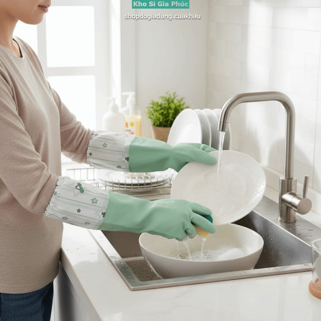 Găng Tay Chống Thấm Nước , Găng Tay Rửa Chén Họa Tiết Hoạt Hình