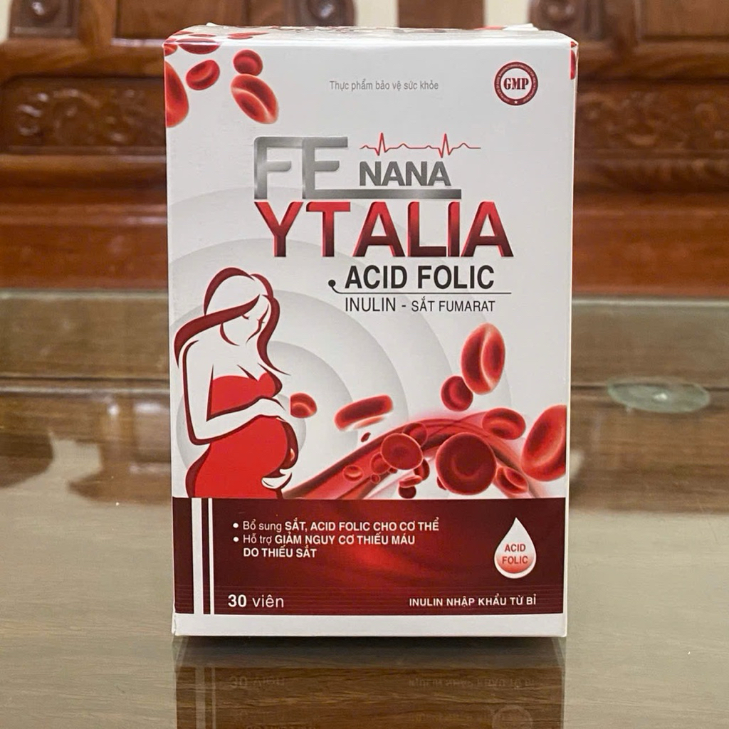 Viên uống Fe Nana Ytalia Acid Folic – Bổ sung Sắt & Acid Folic, Hỗ trợ giảm nguy cơ thiếu máu do thiếu sắt (Hộp 30 viên)