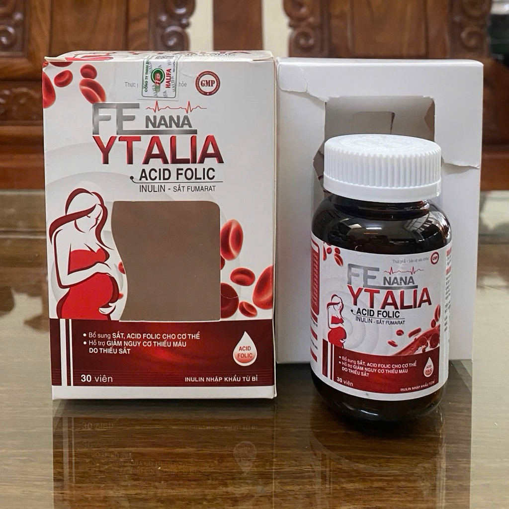 Viên uống Fe Nana Ytalia Acid Folic – Bổ sung Sắt & Acid Folic, Hỗ trợ giảm nguy cơ thiếu máu do thiếu sắt (Hộp 30 viên)