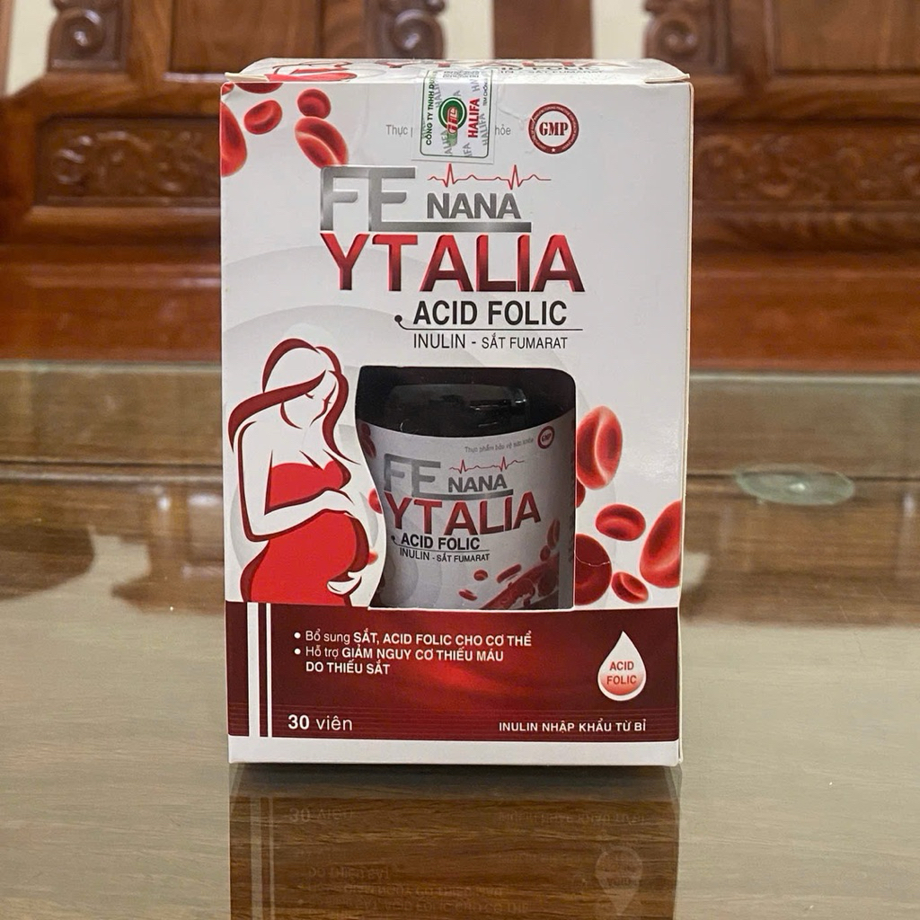 Viên uống Fe Nana Ytalia Acid Folic – Bổ sung Sắt & Acid Folic, Hỗ trợ giảm nguy cơ thiếu máu do thiếu sắt (Hộp 30 viên)