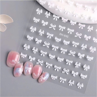 Sticker Dán Móng TheGioiNail666 | Sticker Nail Hot Trend Siêu Xinh | Miếng Dán Decal Nơ Trắng Cho Móng Tay
