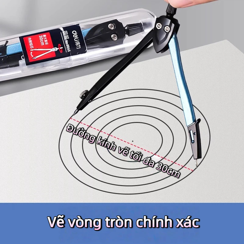 Bộ Compa Kim Loại Deli 8601 8644 Vẽ Kỹ Thuật Dùng Thi Bộ Toán Học Thước Compa Kẹp Ruột Bút Chì Dụng Cụ Vẽ Chính Xác