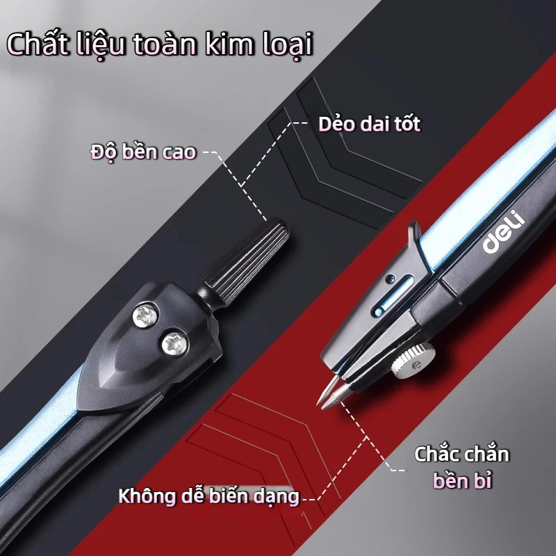 Bộ Compa Kim Loại Deli 8601 8644 Vẽ Kỹ Thuật Dùng Thi Bộ Toán Học Thước Compa Kẹp Ruột Bút Chì Dụng Cụ Vẽ Chính Xác