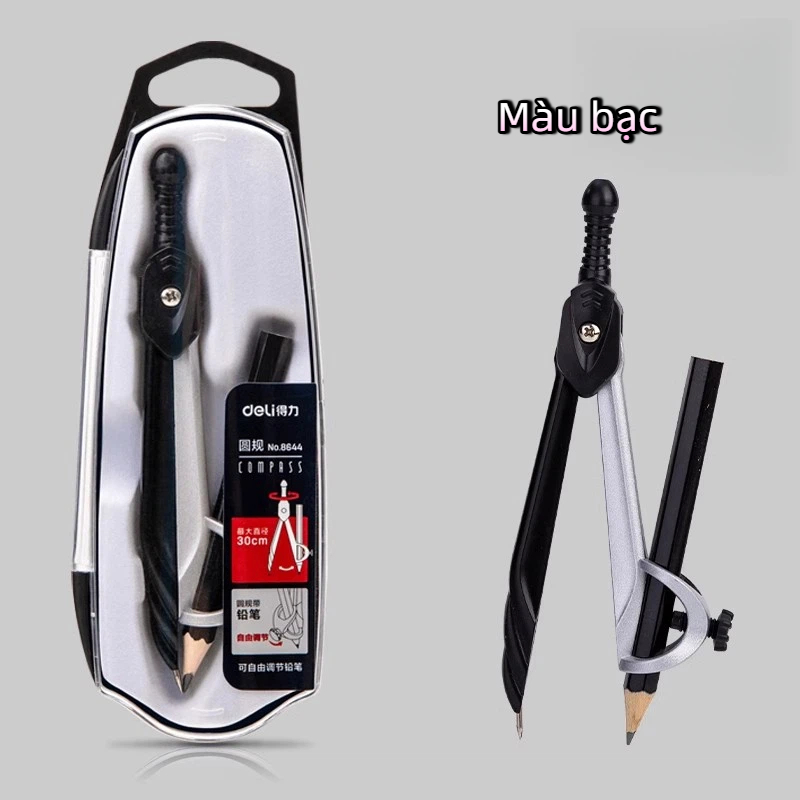 Bộ Compa Kim Loại Deli 8601 8644 Vẽ Kỹ Thuật Dùng Thi Bộ Toán Học Thước Compa Kẹp Ruột Bút Chì Dụng Cụ Vẽ Chính Xác