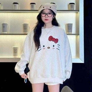 HoodieX - Áo Sweater rộng phong cách Hàn Quốc chất liệu nỉ dày mịn, hàng xin, Hello Kitty, Trendy