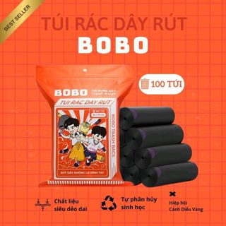 Túi rác BOBO 200 túi có dây rút treo tường chất liệu HDFE siêu chịu lực chống thấm nước không lo bẩn tay