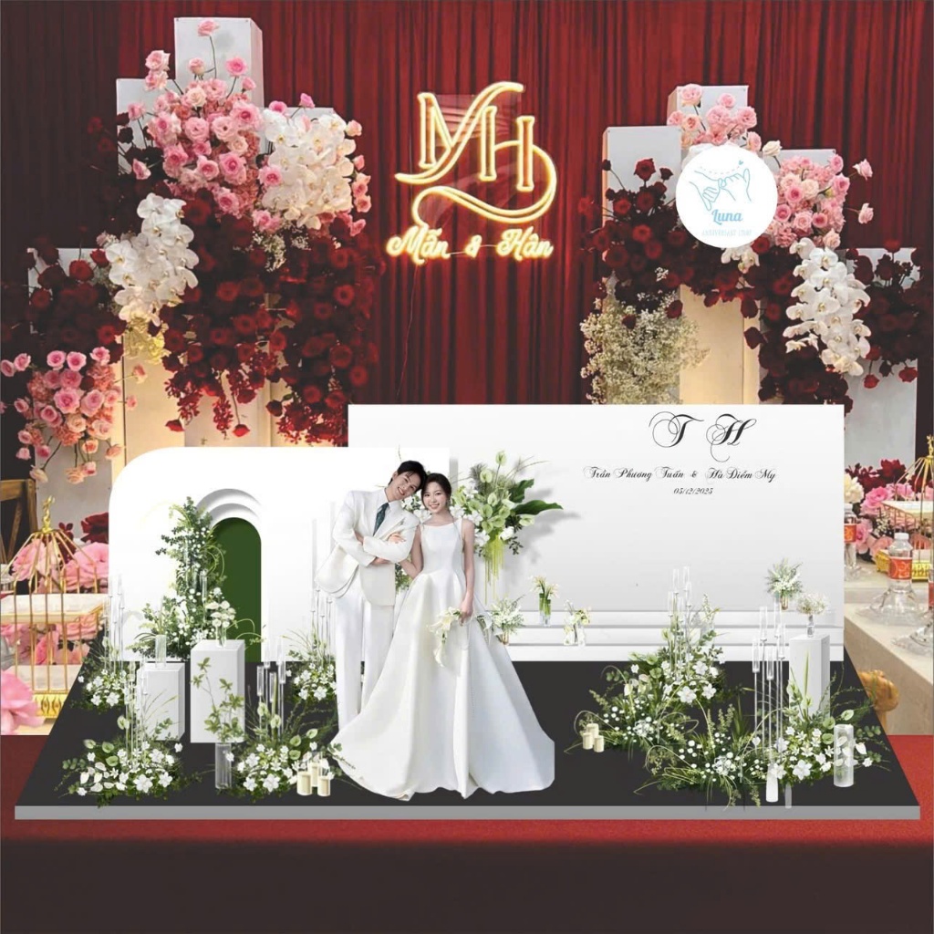 Mô Hình Cưới 3D Cao Cấp - Standee Đám Cưới Sang Trọng Tặng Bạn Bè, Trang Trí Phòng Cưới, Decor Phòng