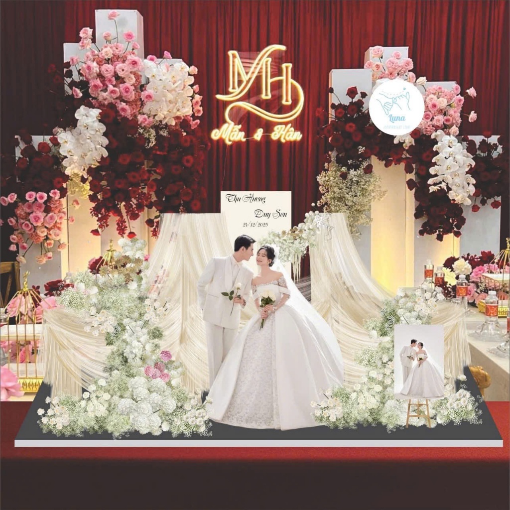 Mô Hình Cưới 3D Cao Cấp - Standee Đám Cưới Sang Trọng Tặng Bạn Bè, Trang Trí Phòng Cưới, Decor Phòng