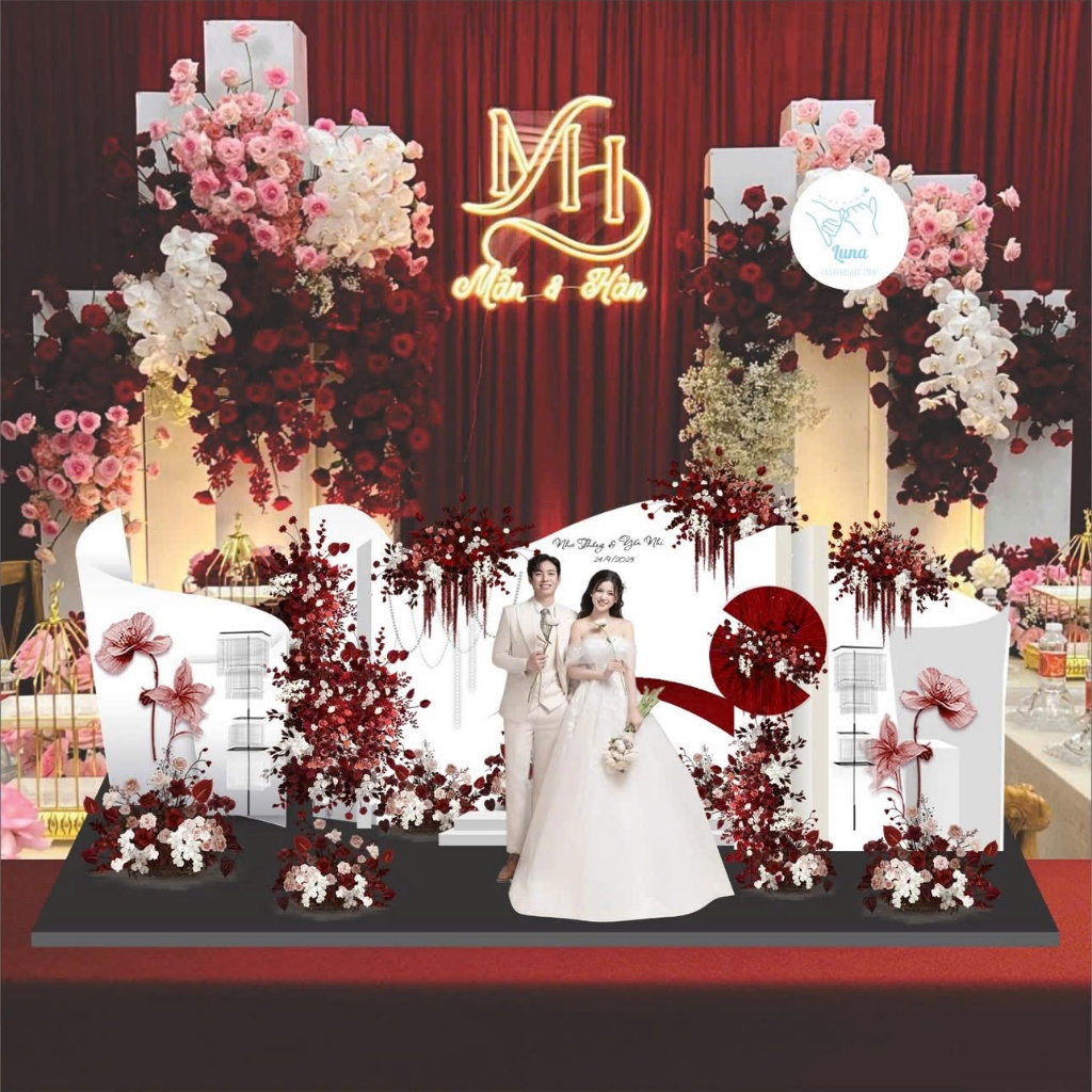 Mô Hình Cưới 3D Cao Cấp - Standee Đám Cưới Sang Trọng Tặng Bạn Bè, Trang Trí Phòng Cưới, Decor Phòng