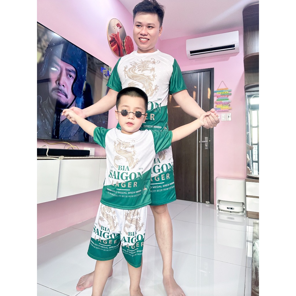 Sét 8 bộ quần áo bia tiger , sài gòn, kẹn ,larue, huda, bọt bia, sting, phông bạt, khăn trải bàn BC