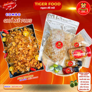 COMBO QUÁ MÊ PLUS Set Bánh Tráng Dẻo Hành Ớt Phơi Sương Trộn Muối Sặc Ớt Rim Hành Phi Tóp Mỡ Dầu Tỏi Tắc TIGER FOOD