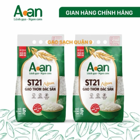 Combo 2 Túi Gạo Thơm ST21 A AN 5kg - Gạo thơm nhẹ tự nhiên dẻo mềm cơm nguội không khô